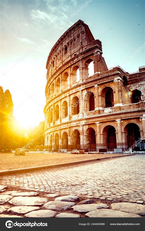 Ancient Colosseum Rome Sunset Stock Photo by ©kbarzycki 244404986