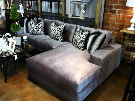 Silver Gray Velvet Sectional Sofa | Custom sectional sofa, Sectional ...