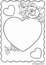 Card With The Heart And Roses Coloring Page  Free Printable Pages sketch template