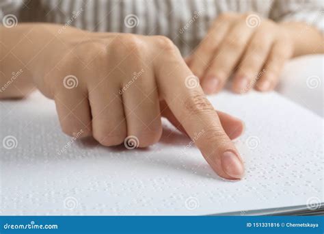 Blind Person Reading Book Written in Braille Stock Photo - Image of handicapped, closeup: 151331816