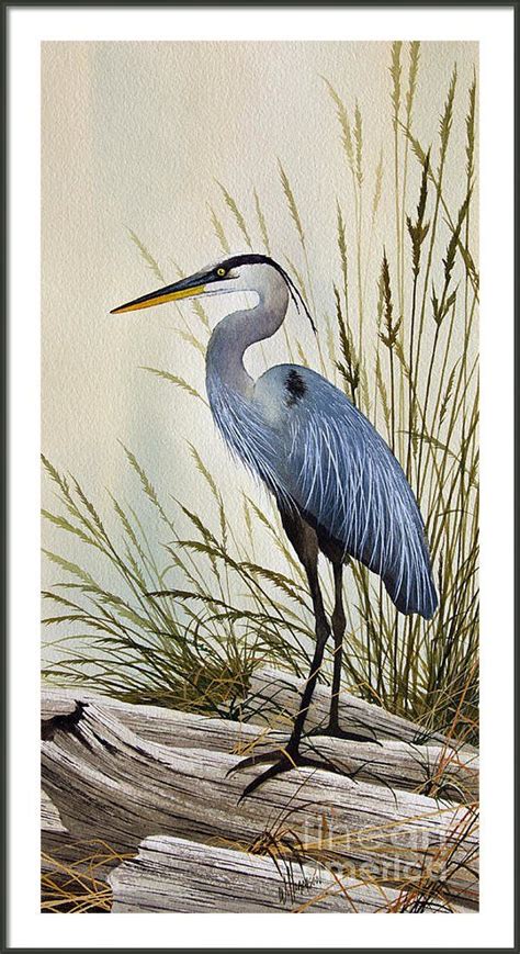 Great Blue Heron Shore Art Print by James Williamson | Heron art, Heron painting, Blue heron ...