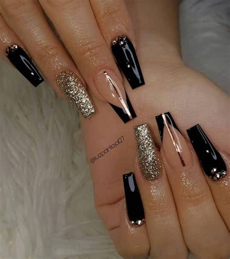 Acrylic Nails Black Nude With Glitter Nail Design | Hot Sex Picture