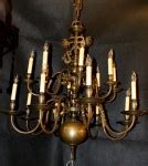 Antique Dutch cast bronze 16 arm chandelier