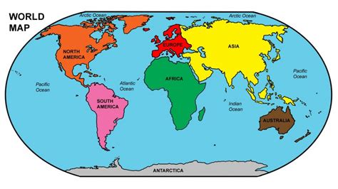 Printable World Map With Continents And Oceans Labeled - Printable Maps