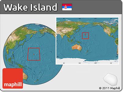 Free Satellite Location Map of Wake Island, within the entire continent