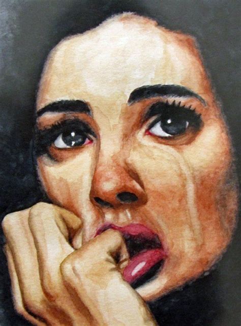 Original portrait "Woman crying" | Crying girl drawing, Tears art ...