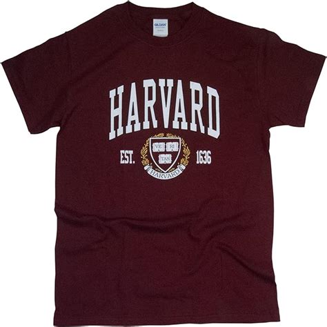 Amazon.com: Harvard University T-Shirt Officially Licensed Crest Logo College Tee Crimson M ...