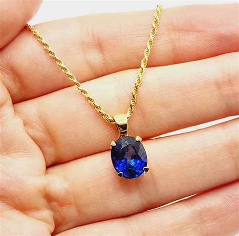 18K Yellow Gold Sapphire Pendant - BEST JEWELRY SET