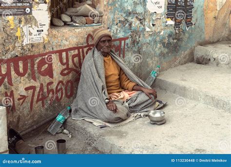 An Old Indian Beggar Waits for Alms on a Street Editorial Stock Photo - Image of drunk, hobo ...