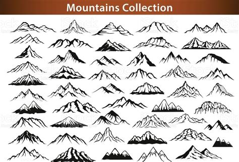 different mountain ranges silhouette collection set | Tatuaje de montaña, Montañas dibujo ...