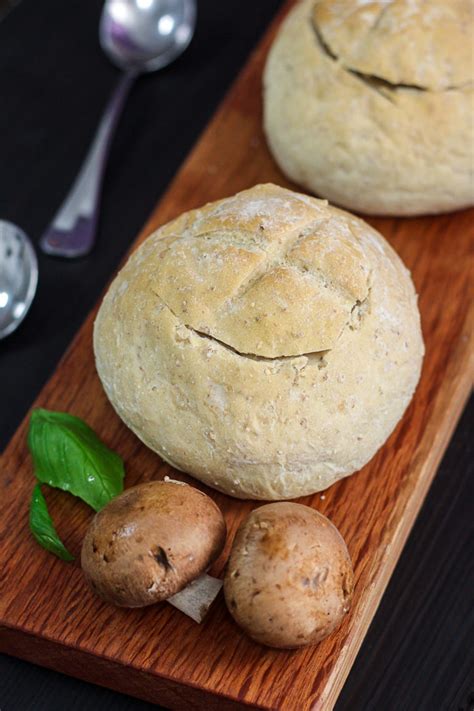 Creamy Mushroom Soup in Bread Bowls