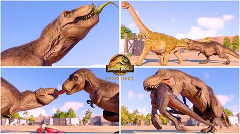 JW Dominion Feathered T-REX All Perfect Animations & Interactions 🦖 Jurassic World Evolution 2 ...