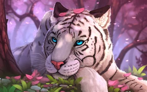 1440x900 Resolution Blue Eyes White Tiger In Fantasy World 1440x900 ...