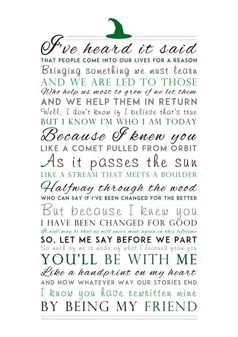 "For Good" Wicked Lyrics Printable Print - Wall Art Printable Prints