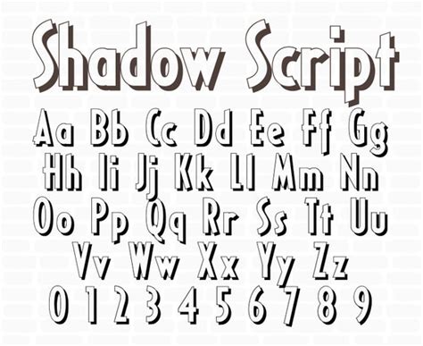 Shadow Font Svg File Alphabet Instant Download Script Shadow | Etsy