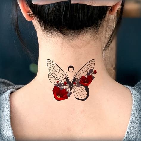 Rose Butterfly Temporary Tattoo Realistic Tattoo Sticker - Etsy