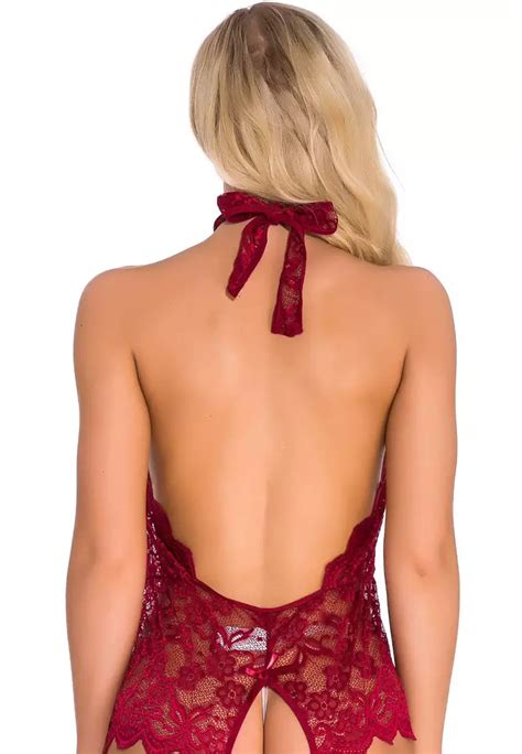 Buy ZITIQUE Women's one-piece sexy lace one-piece pajamas (red) 2024 Online | ZALORA Singapore