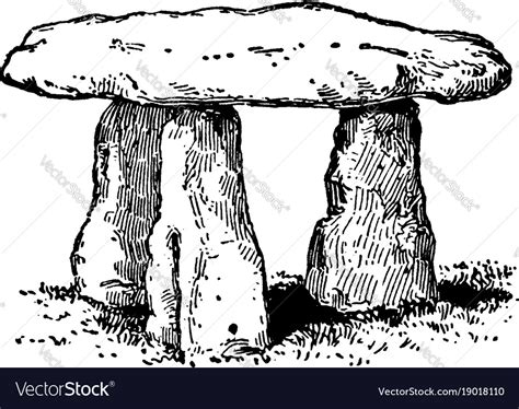 Lanyon quoit dolmen vintage Royalty Free Vector Image