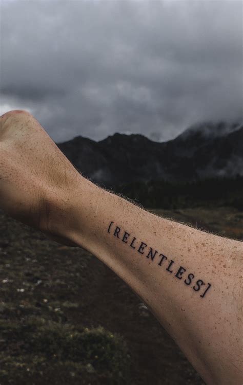 [ RELENTLESS ] My newest tattoo! Perfect idea for simple mens tattoo | Lettering on forearm ...