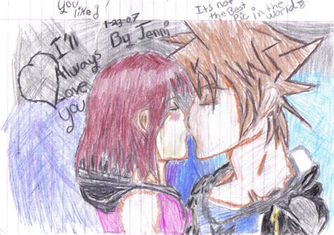 Sora and Kairi kiss by Jenni-sunshine on DeviantArt