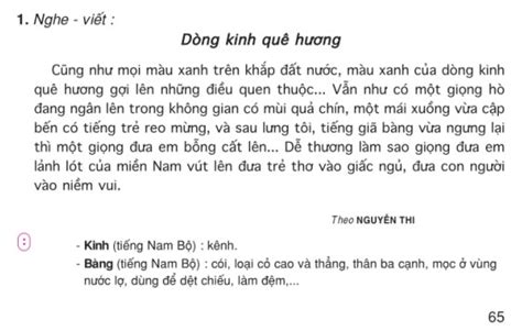 Soạn bài Chính tả: Dòng kinh quê hương | Giải bài tập SGK Tiếng Việt 5 tập 1