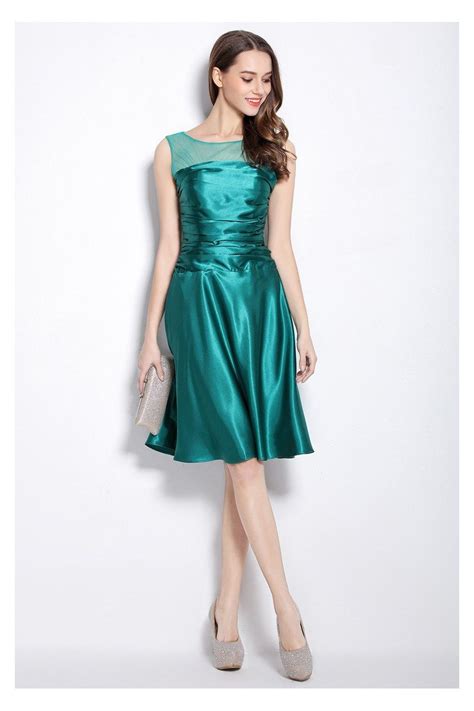 Sleeveless Ruched Satin Short Party Dress - $46 #DK372 - SheProm.com