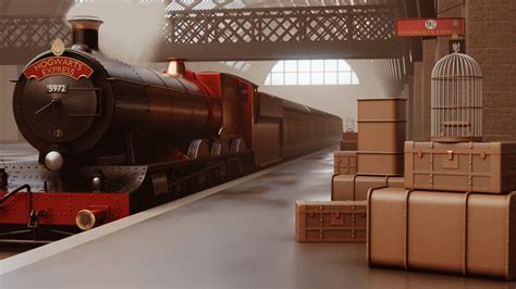 Platform 9 3/4 and Hogwarts Express from Harry Potter || Cycles Render : r/blender