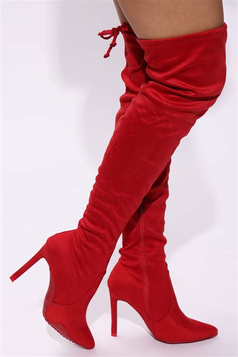 Cheyanne Over The Knee Boots - Red | Fashion Nova, Shoes | Fashion Nova