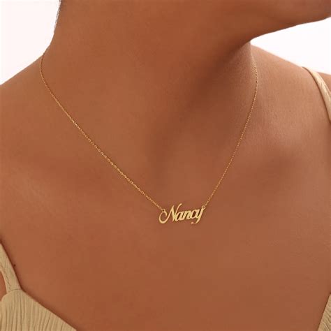 Solid Gold Name Necklace Canada ~ 14k Old English Solid Gold Name ...