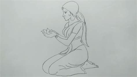 how to draw a girl sitting, on the floor - YouTube