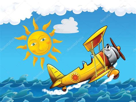 Cartoon biplane — Stock Photo © illustrator_hft #13962855