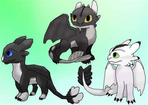 Toothless and Light fury babies by agentkajj on DeviantArt