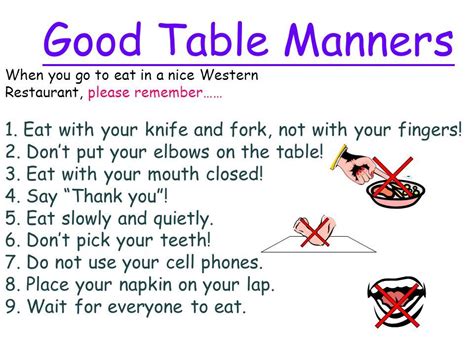 Daily Prompt/ One Word Prompt/ Tend | Table manners, Good table manners, Manners for kids
