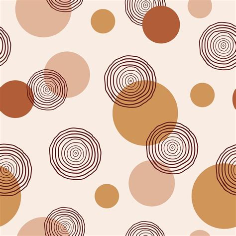 Modern abstract seamless pattern with geometric circles and circles of lines on pastel ...