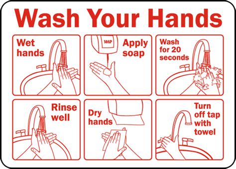 Wash Your Hands Instructions Label D5814L - by SafetySign.com