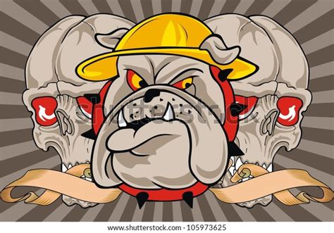 Ribbon Bulldog Skull Stock Vector (Royalty Free) 105973625