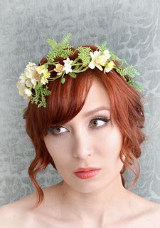 Bridal hair crown, woodland fern headband, ivory floral he… | Flickr
