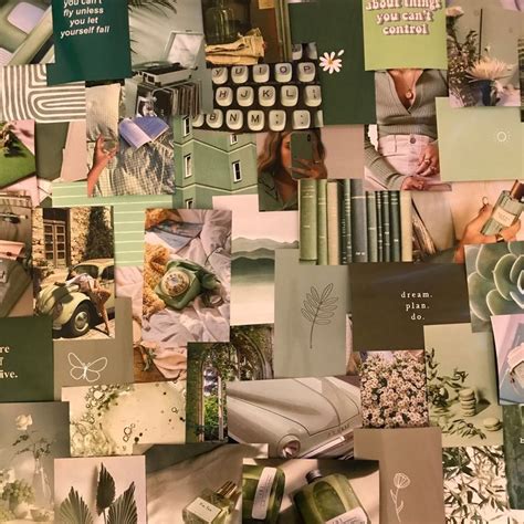 50pc Sage Green Aesthetic Glossy Photos Wall Collage Kit - Etsy | Mint green aesthetic, Green ...