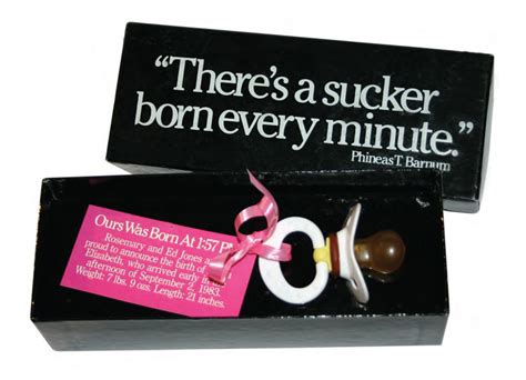 there's a sucker born every minute gift set in a box with pink ribbon