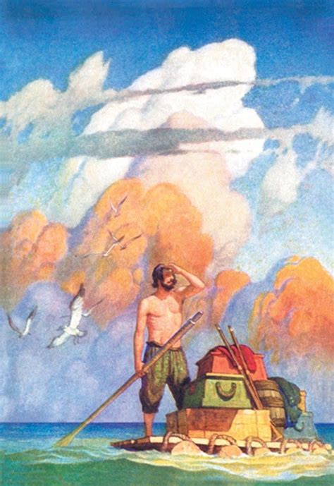 Robinson Crusoe's Raft, by N.C. Wyeth | Робинзон крузо, Иллюстрации, Иллюстрации арт