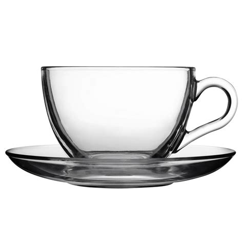 Pasabahce 97948-024 8 oz. Glass Coffee Cup and Saucer - 24/Case