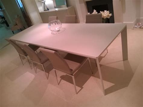 Fixed Urban glass top dining table. Frame and glass in sand matt ...