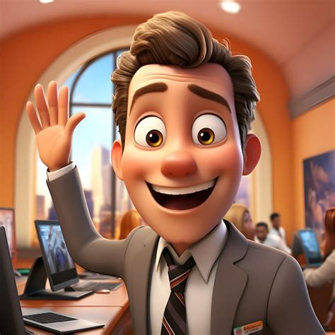 Premium Photo | 3D Illustration of a cartoon character in a business meeting
