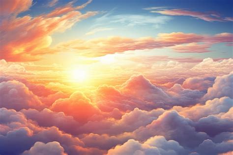 Premium AI Image | Heavenly sky Sunset above the clouds