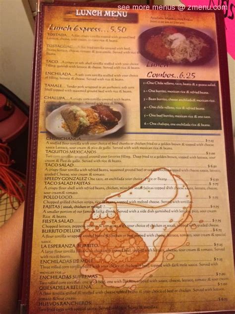 Menu at La Esperanza Mexican Restaurant, Middlesboro, 471 N 12th St