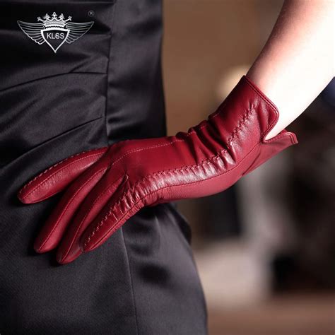 Fashion Genuine Leather Women Gloves Autumn Winter Plus Velvet High ...