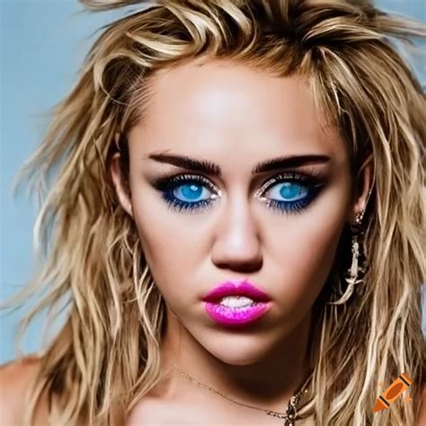 Portrait of miley cyrus with captivating blue eyes on Craiyon