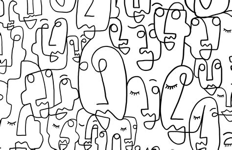 Large Face Line Drawing Wallpaper Mural | Hovia | Face line drawing, Drawing wallpaper, Face lines