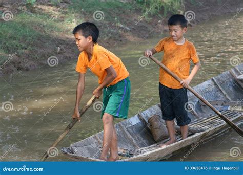 Young Fishing Boys are Having Pleasure in the Mekong River in Laos ...