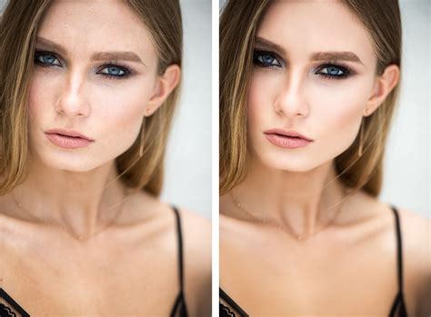 Before and after retouching on Behance